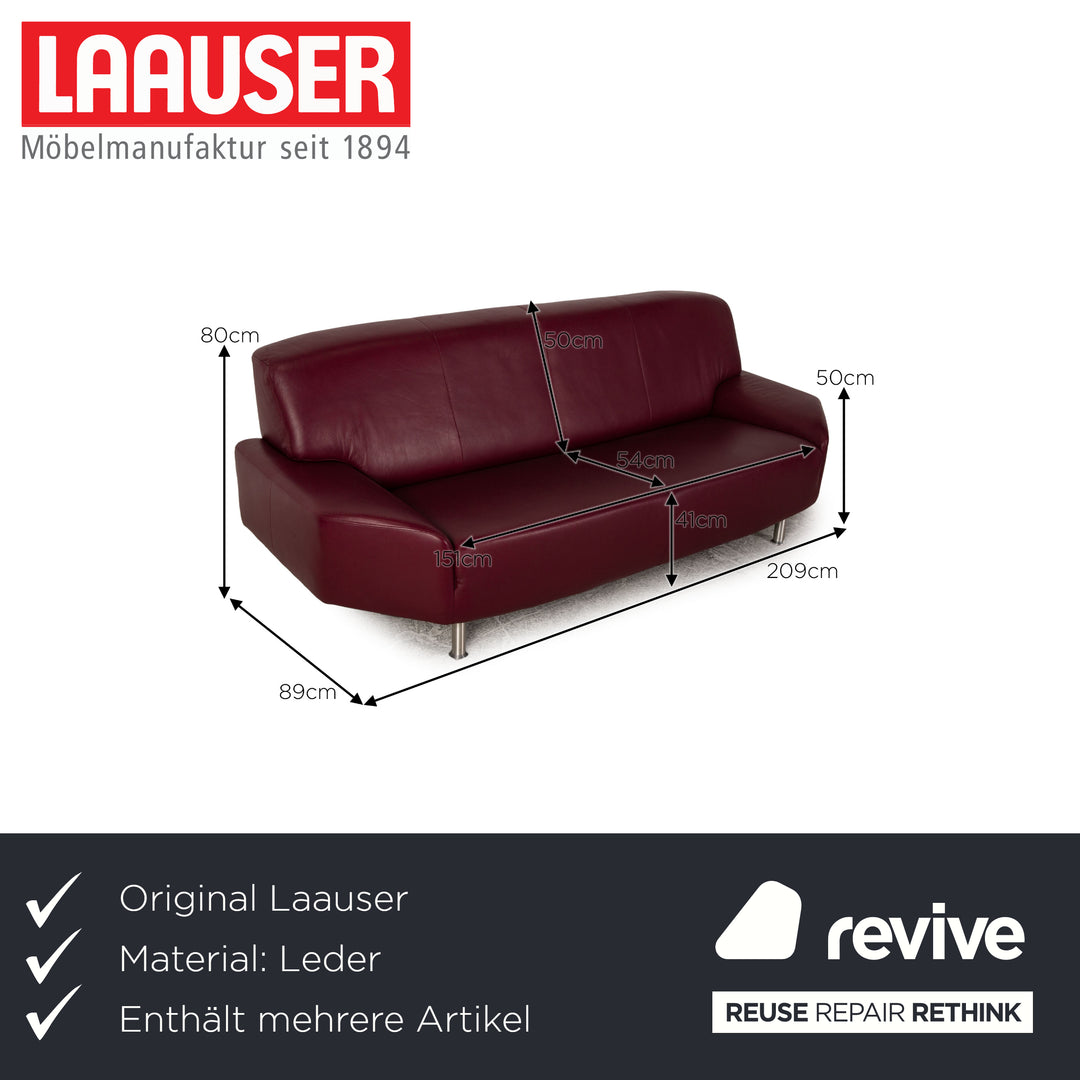 Laauser Leder Sofa Garnitur Rot Couch