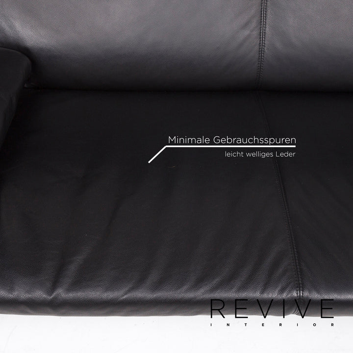 Laauser Leder Sofa Garnitur Schwarz 1x Dreisitzer 1x Zweisitzer #13071
