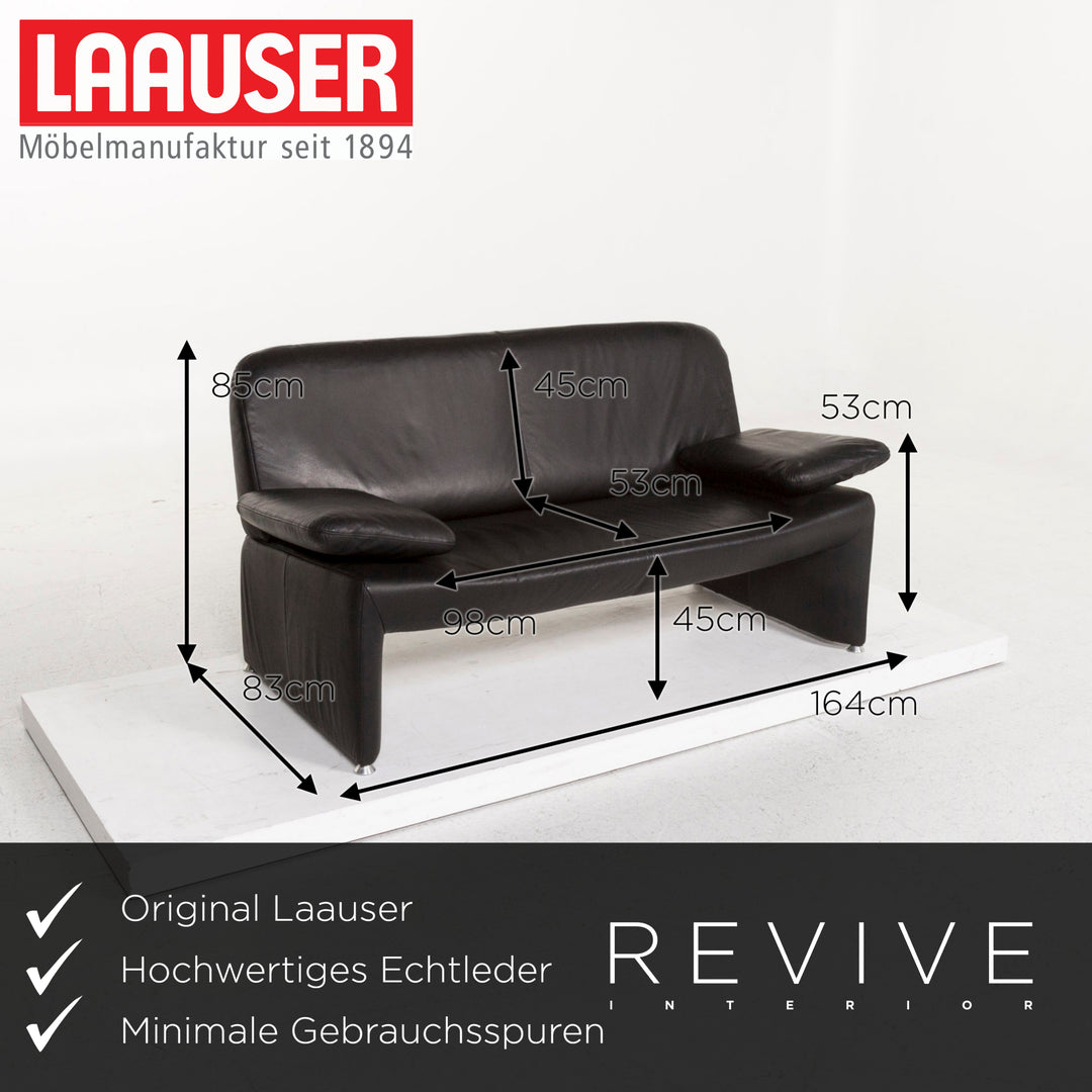 Laauser Leder Sofa Garnitur Schwarz 1x Dreisitzer 1x Zweisitzer #13071