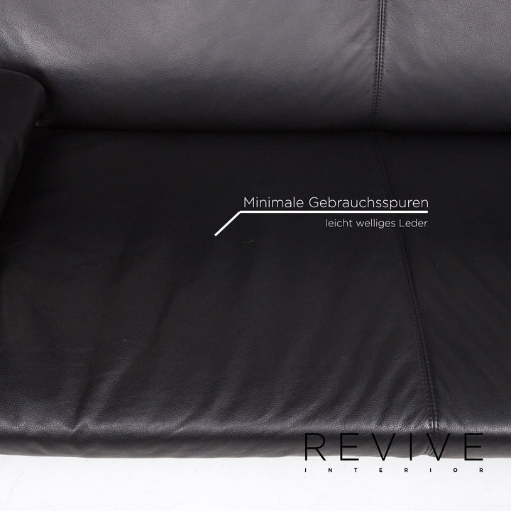 Laauser Leder Sofa Schwarz Zweisitzer Couch #12916