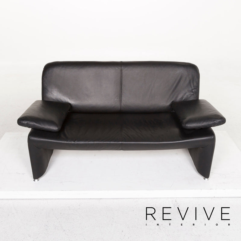 Laauser Leder Sofa Schwarz Zweisitzer Couch 