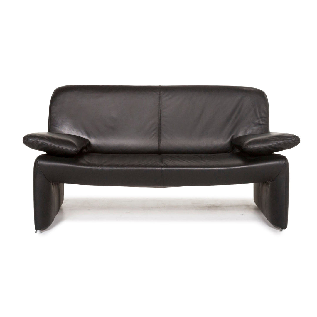 Laauser leather sofa black two-seater couch #12916