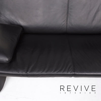 Laauser Leder Sofa Schwarz Zweisitzer Couch #12916