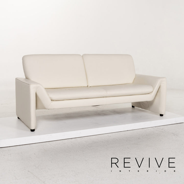 Laauser Leder Sofa Weiß Zweisitzer Couch #13245