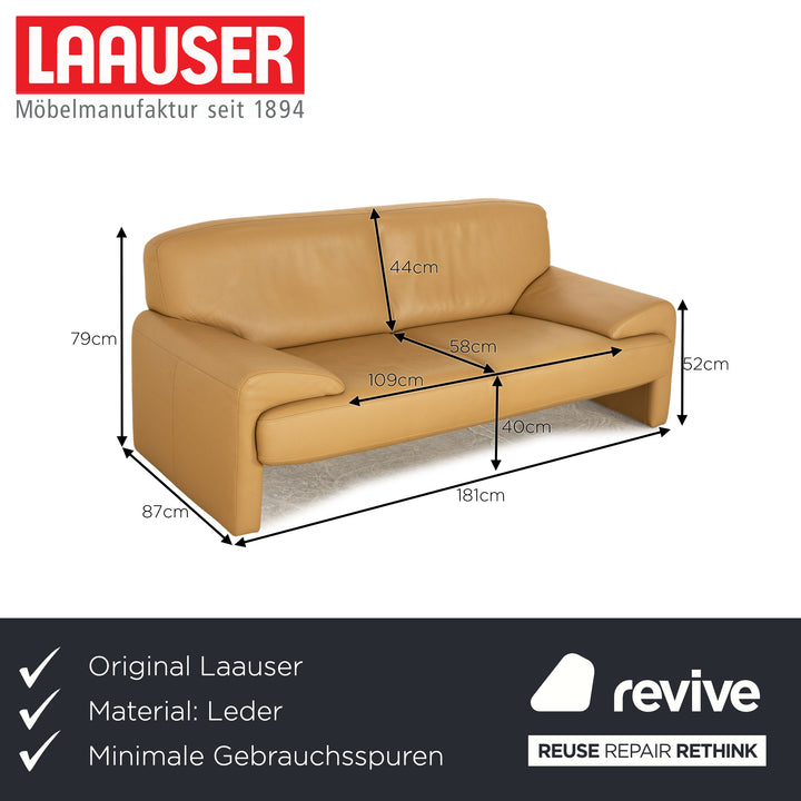 Laauser leather two-seater beige sofa couch