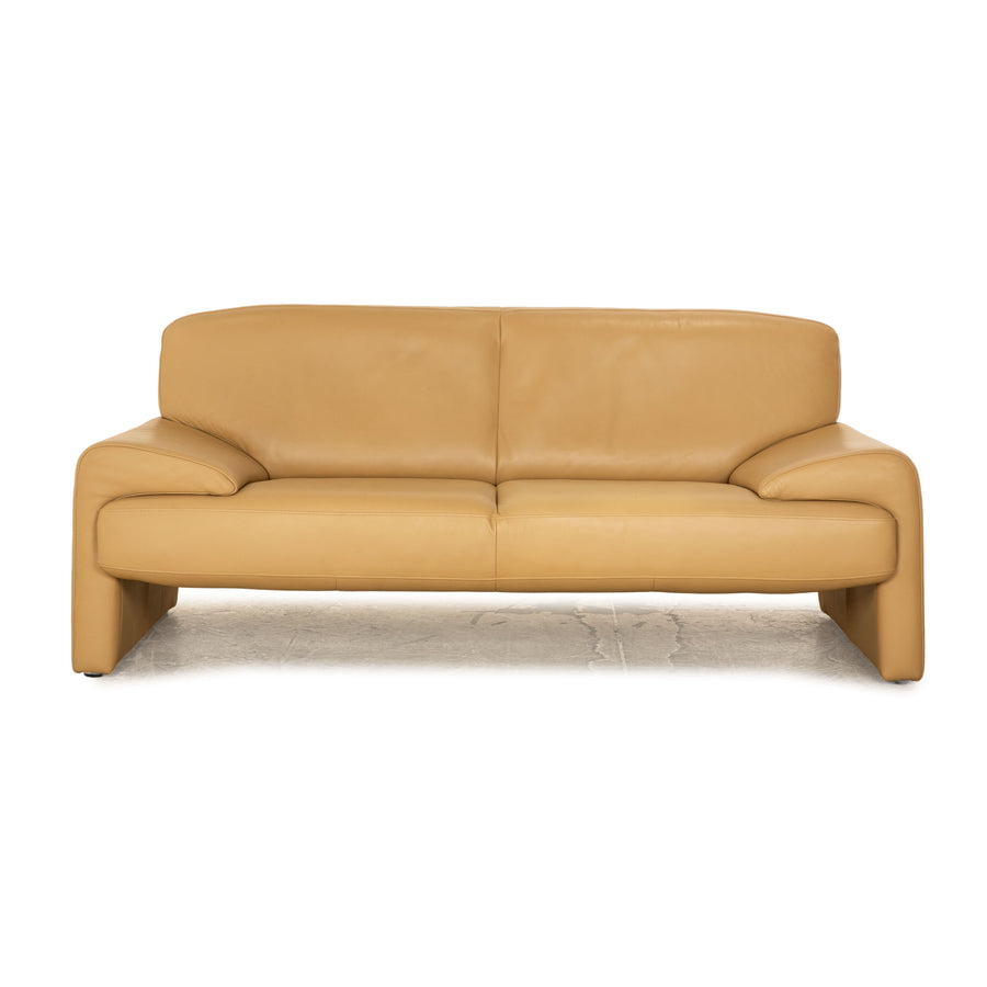 Laauser leather two-seater beige sofa couch