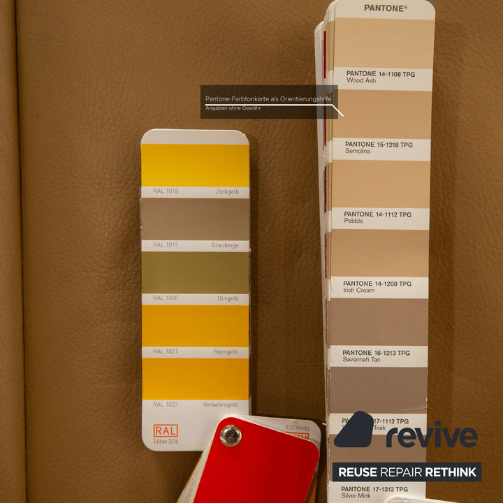 Laauser leather two-seater beige sofa couch