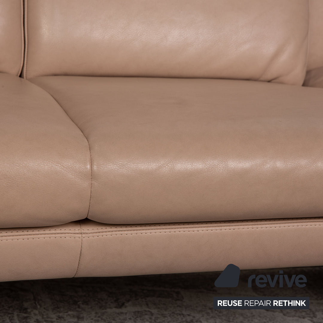 Laaus leather two-seater beige sofa couch function