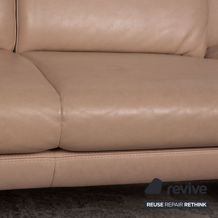 Laaus leather two-seater beige sofa couch function