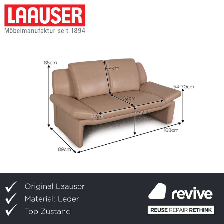 Laaus leather two-seater beige sofa couch function