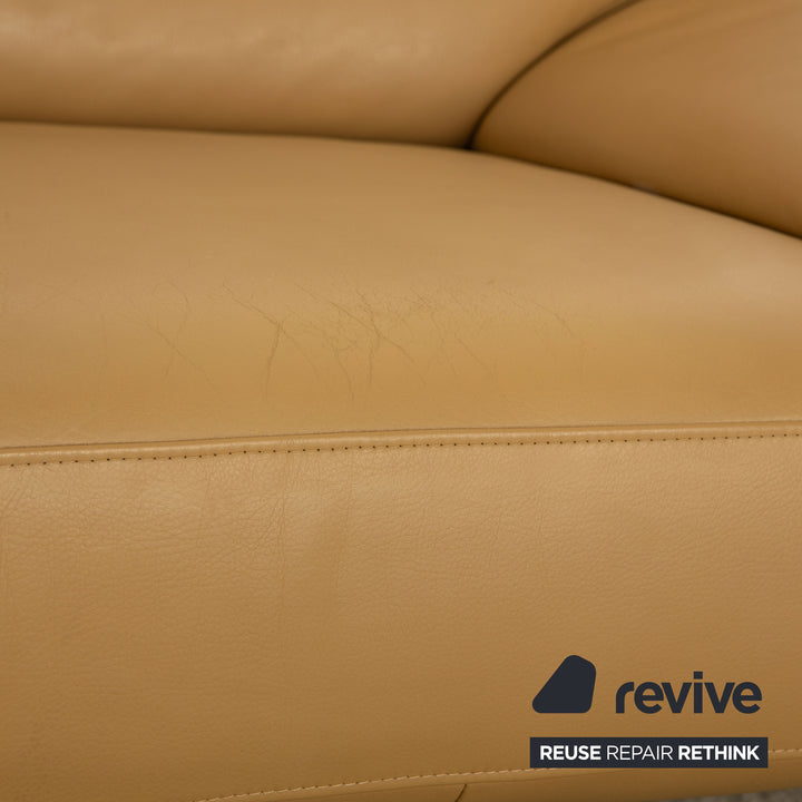 Laauser leather two-seater beige sofa couch