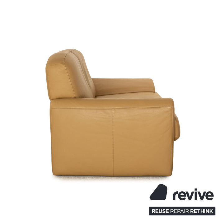 Laauser leather two-seater beige sofa couch