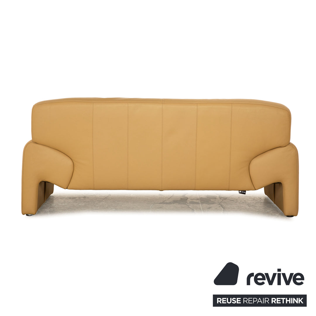 Laauser leather two-seater beige sofa couch