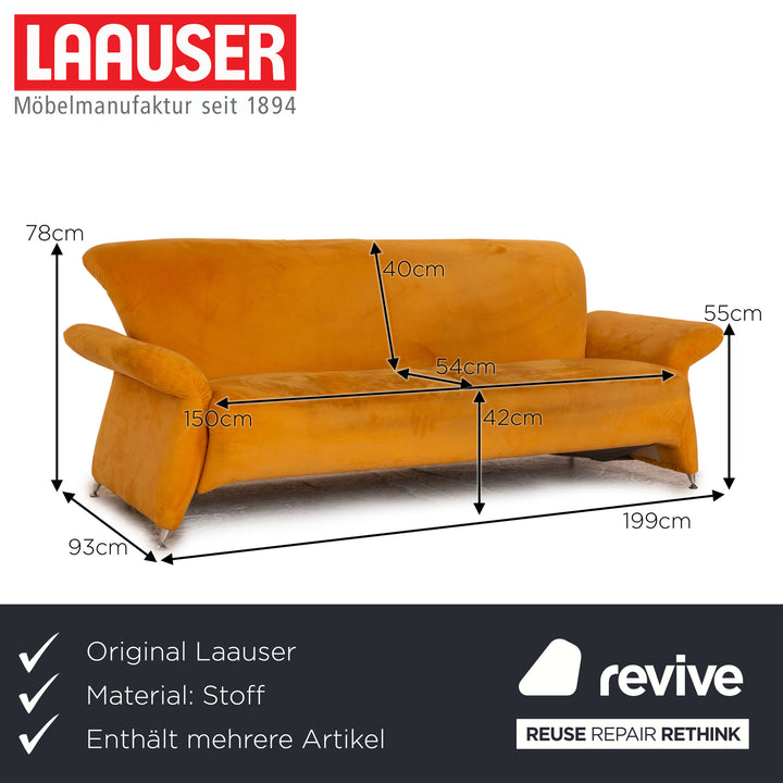 Laaus fabric sofa set yellow three-seater armchair couch