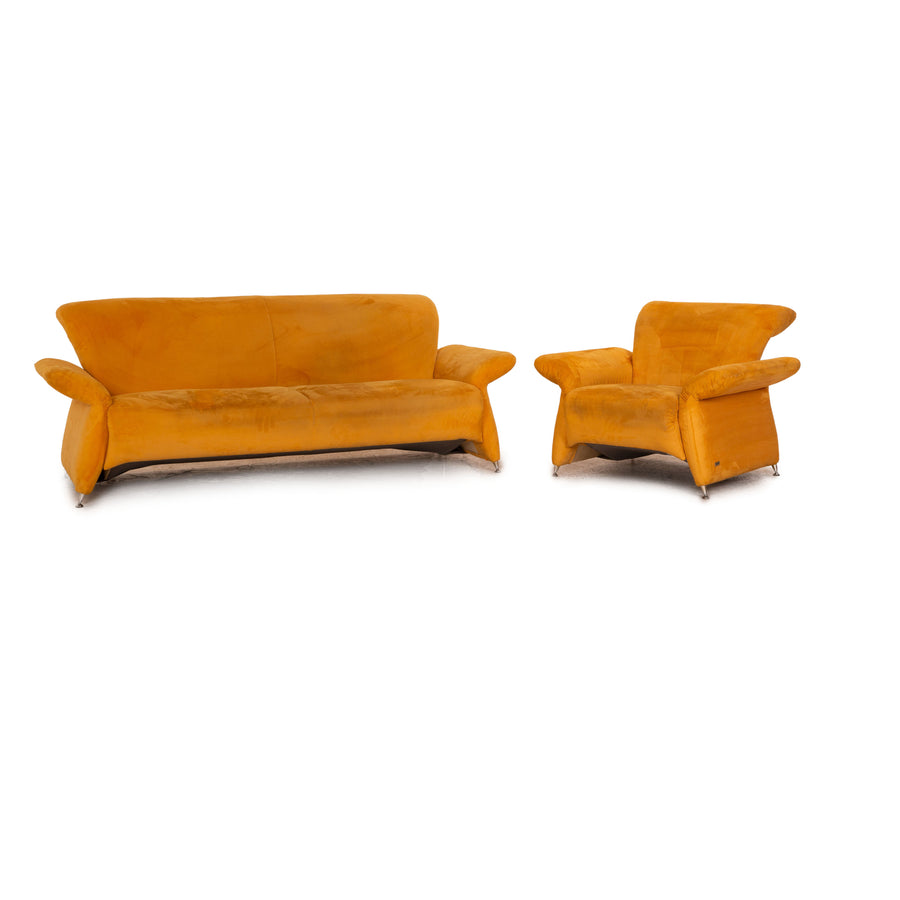 Laaus fabric sofa set yellow three-seater armchair couch