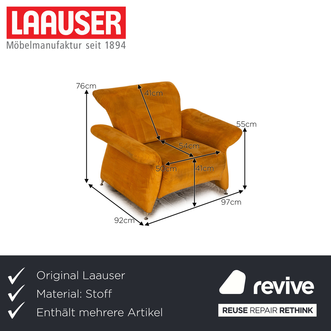 Laaus fabric sofa set yellow three-seater armchair couch