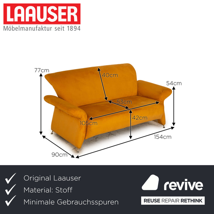 Laauser Stoff Zweisitzer Gelb Gold Sofa Couch