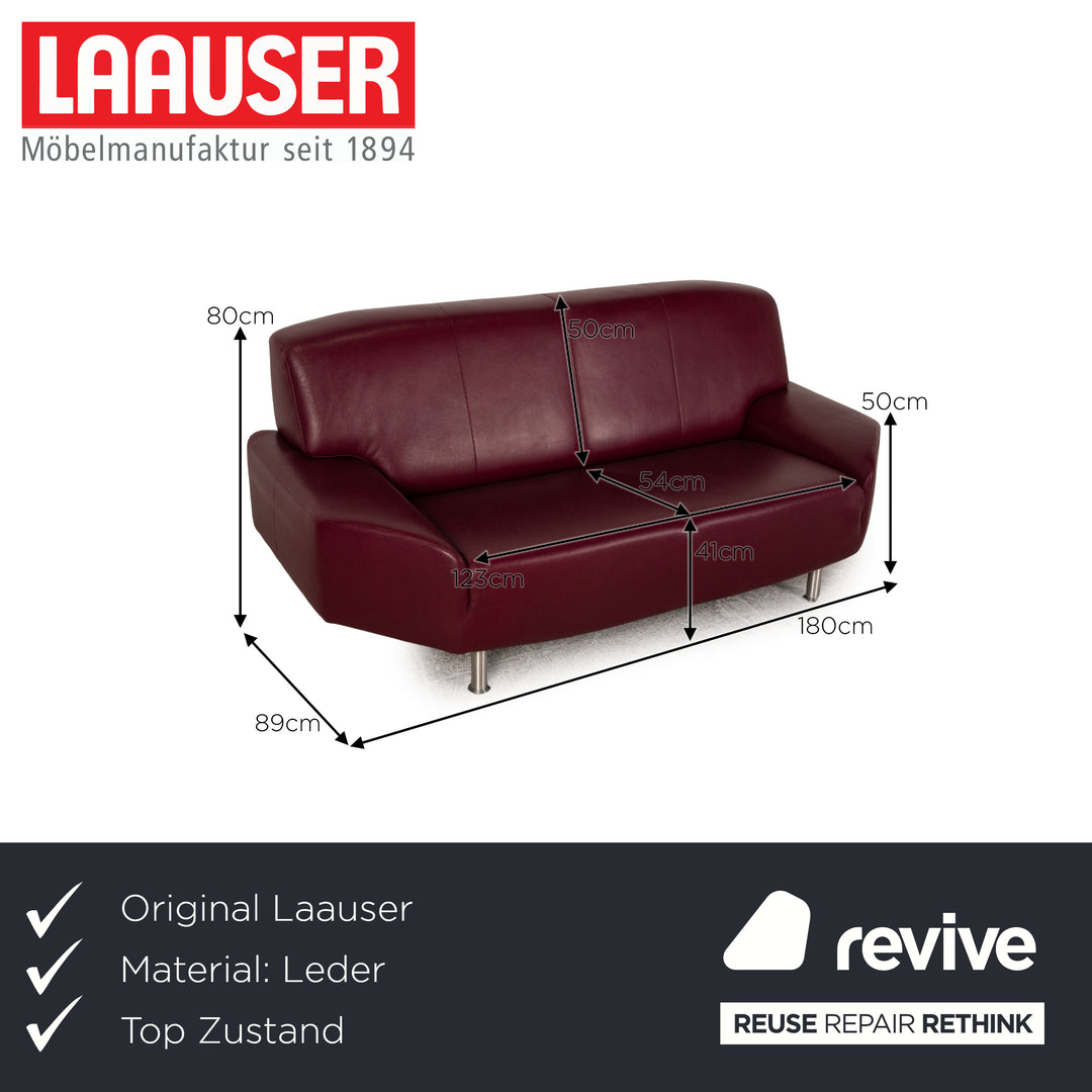 Laauser two-seater leather sofa red couch