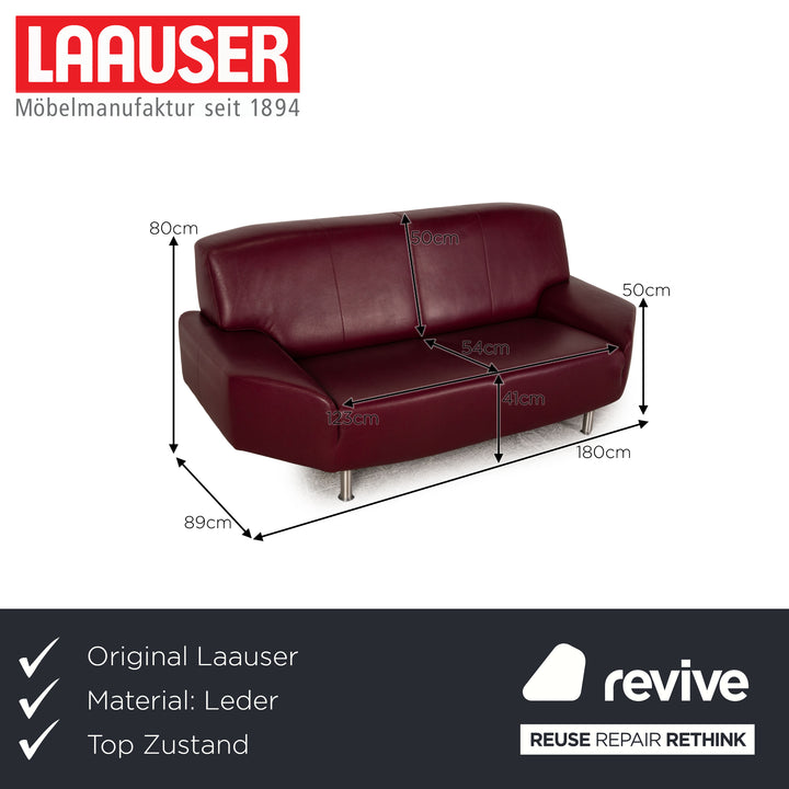 Laauser two-seater leather sofa red couch