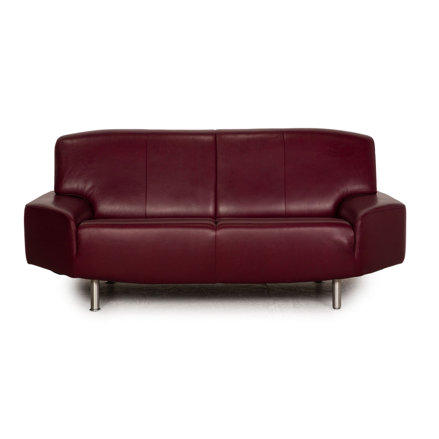 Laauser Zweisitzer Leder Sofa Rot Couch