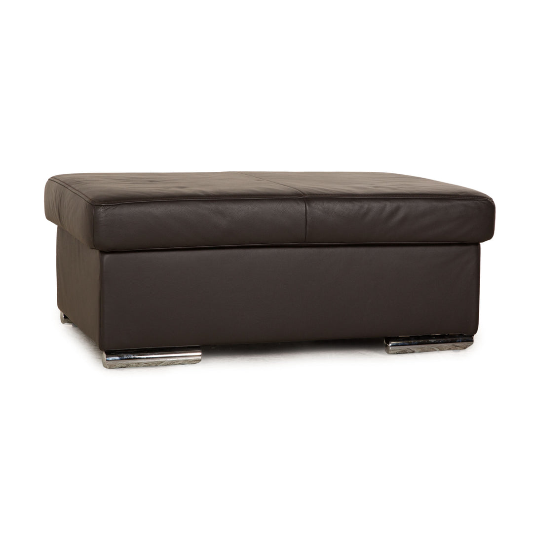 Leder Hocker Dunkelbraun