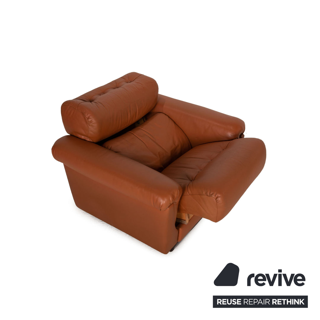 Leather armchair brown function relax function