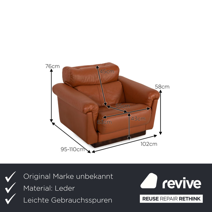 Leather armchair brown function relax function