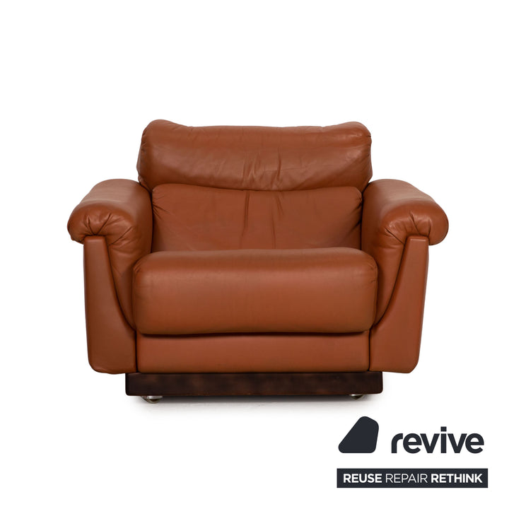 Leather armchair brown function relax function