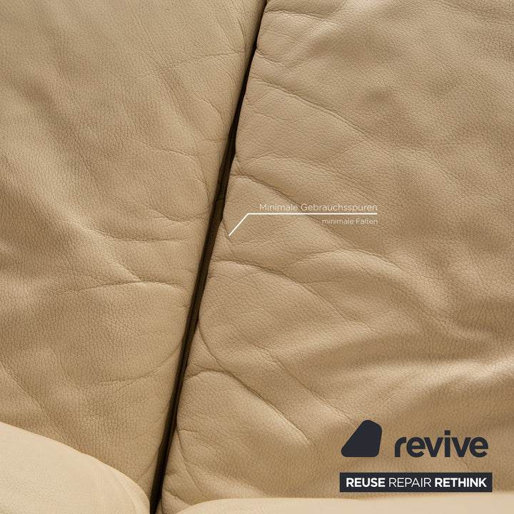 Lederland leather three seater cream function sofa couch