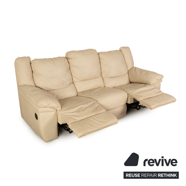 Lederland leather three seater cream function sofa couch