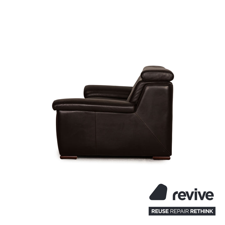 Lederland leather three-seater dark brown couch sofa