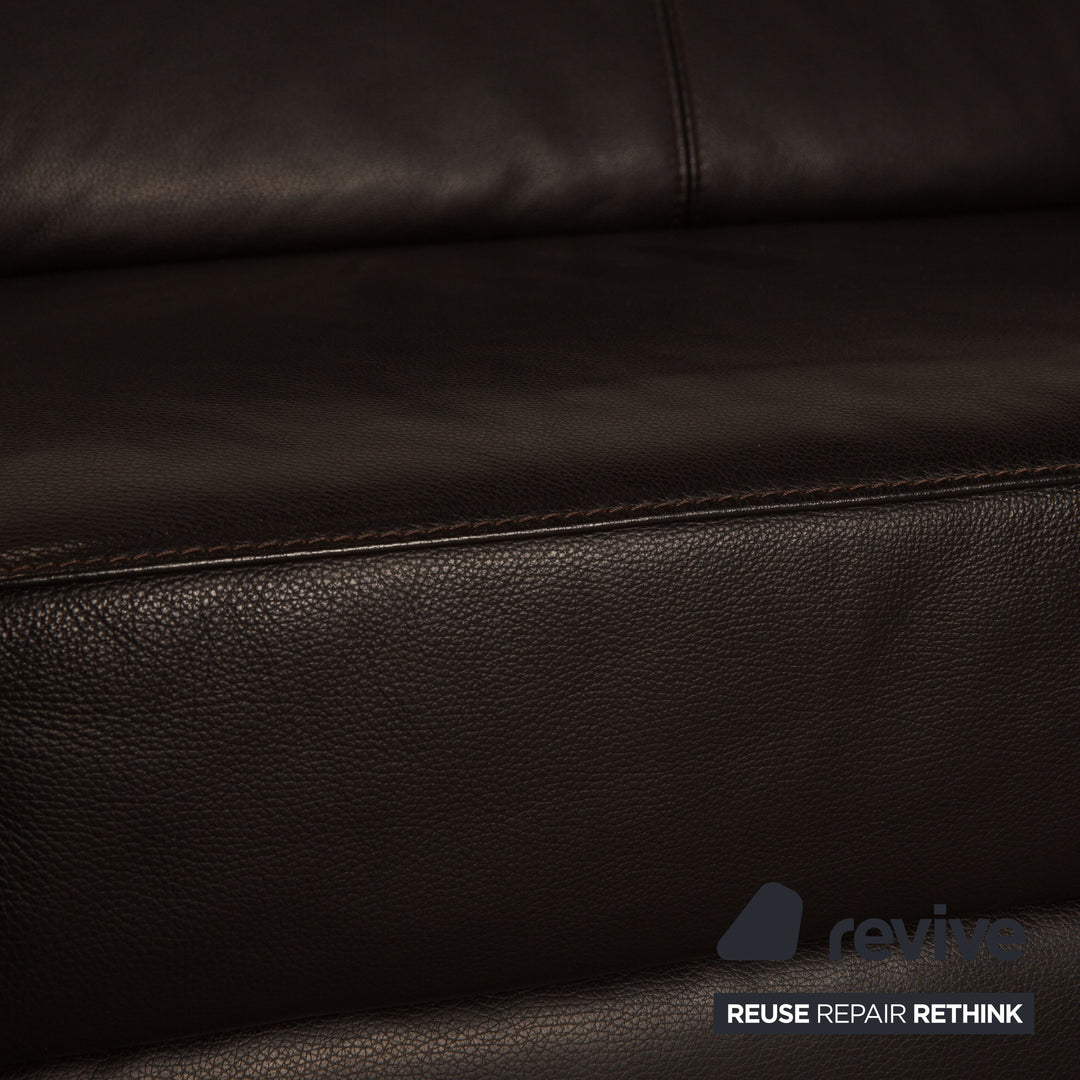 Lederland leather three-seater dark brown couch sofa