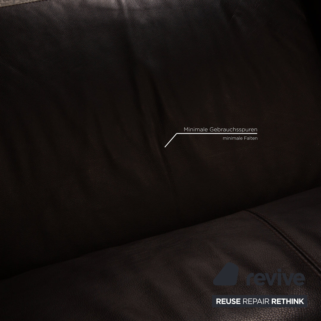 Lederland leather three-seater dark brown couch sofa