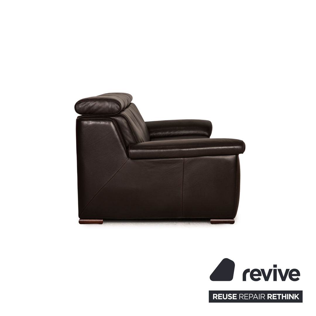 Lederland leather three-seater dark brown couch sofa