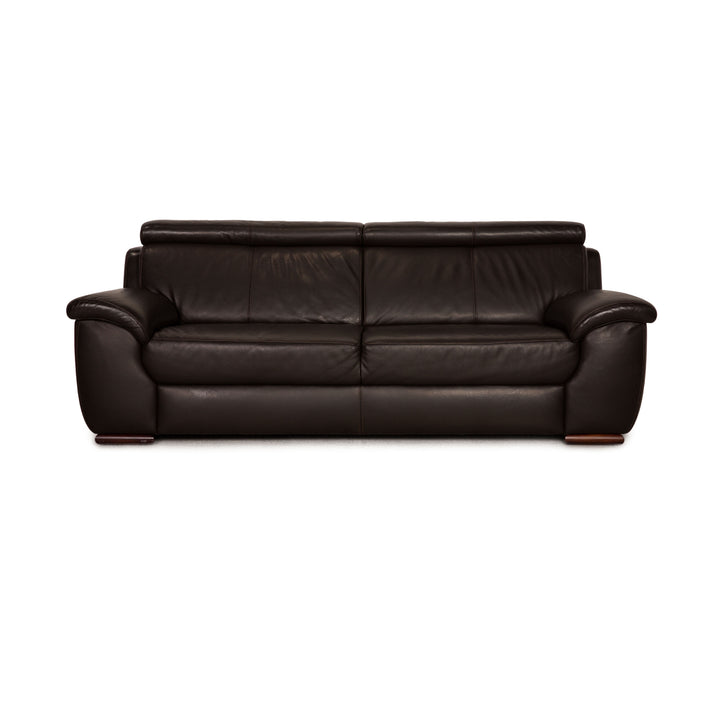 Lederland leather three-seater dark brown couch sofa