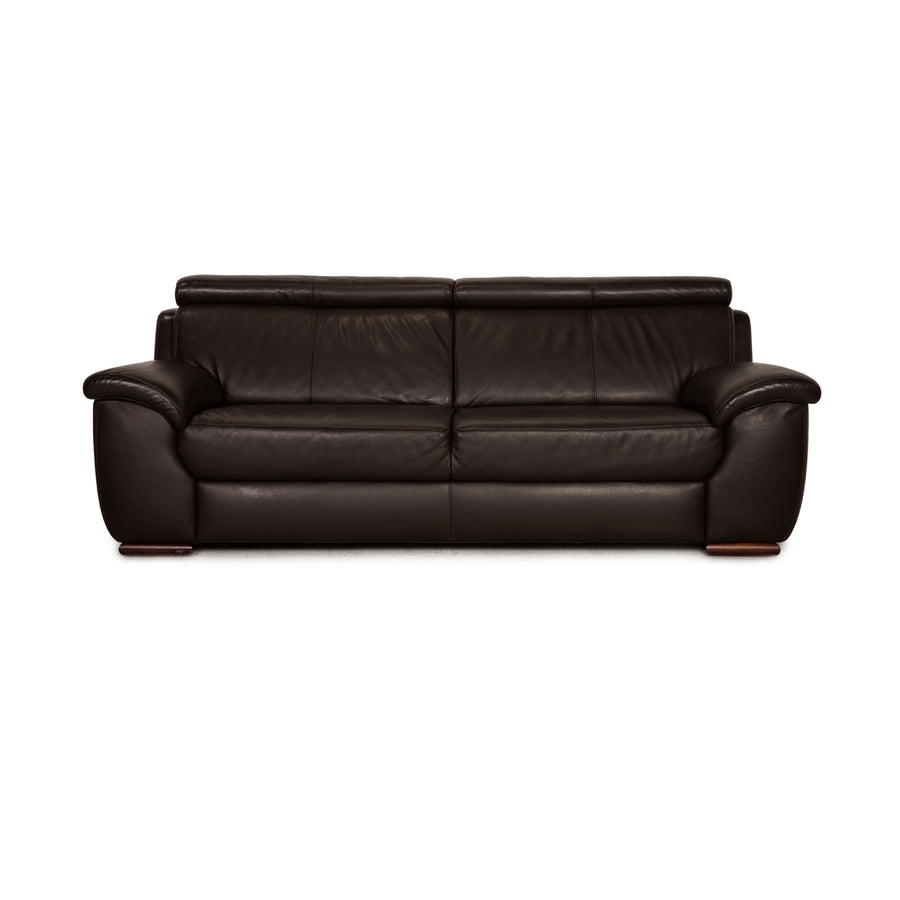 Lederland leather three-seater dark brown couch sofa
