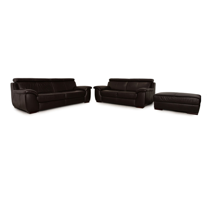 Lederland leather sofa set dark brown brown two-seater three-seater stool