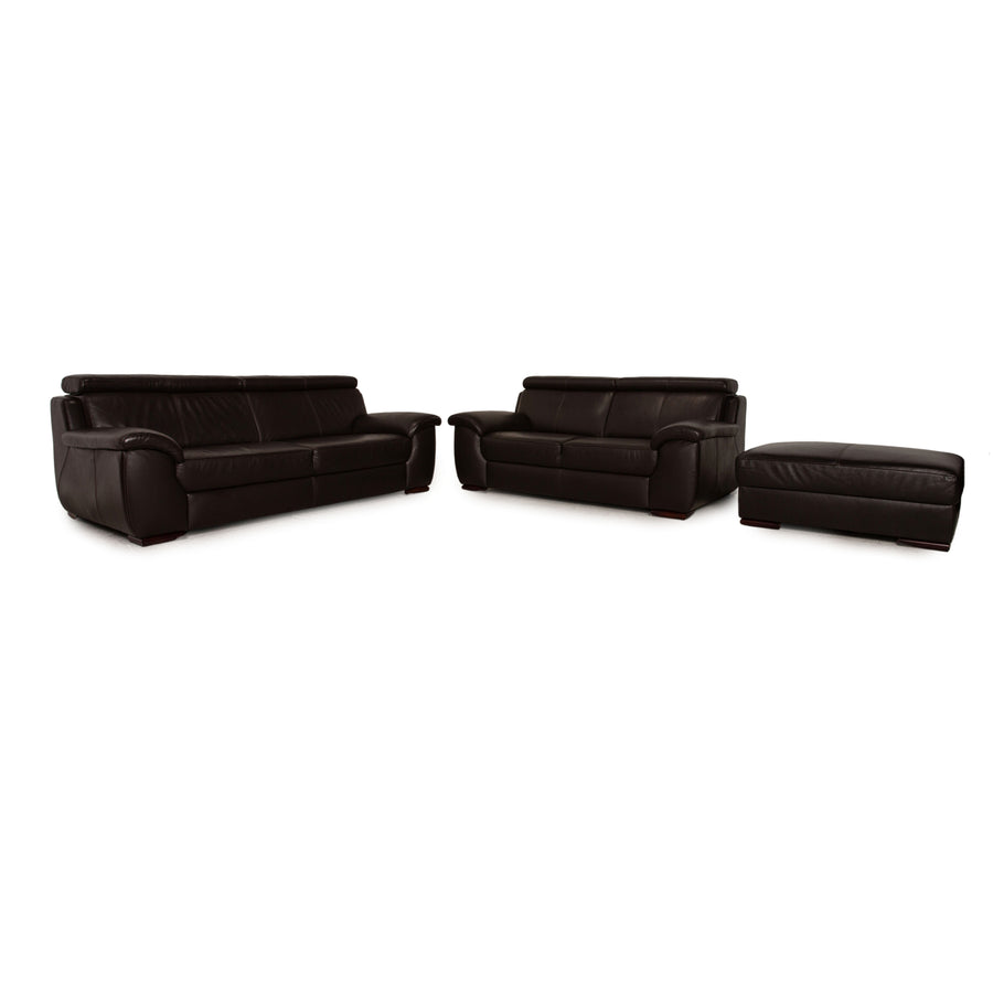 Lederland leather sofa set dark brown brown two-seater three-seater stool