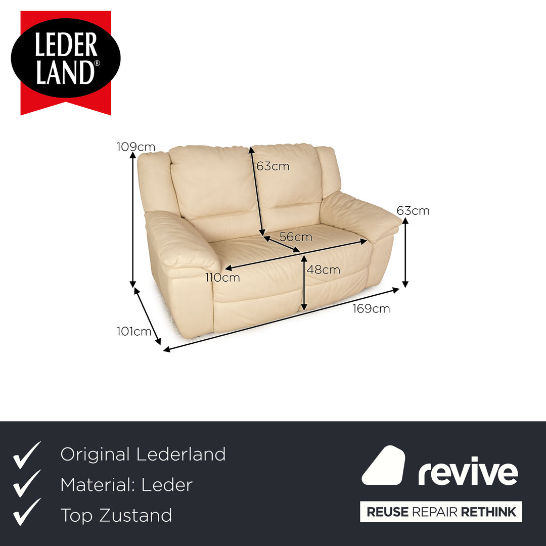 Lederland leather two seater cream sofa couch