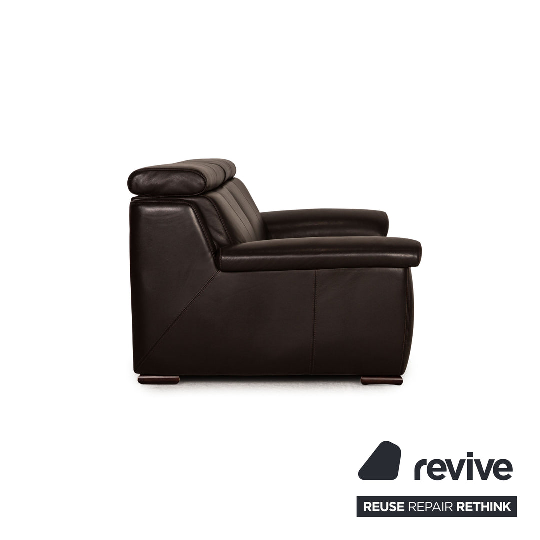 Lederland leather two-seater dark brown couch sofa