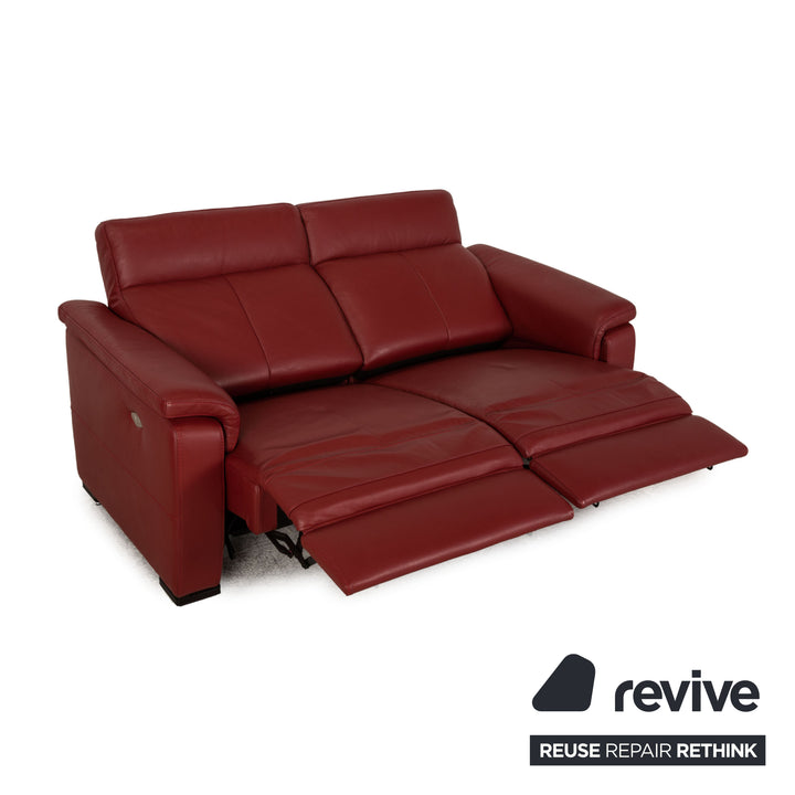 Lederland Puerto leather two-seater red sofa couch electric, function