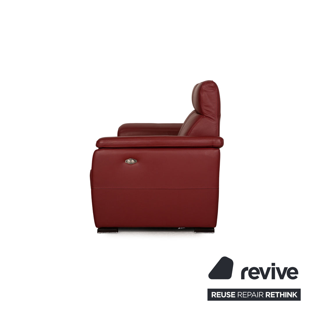Lederland Puerto leather two-seater red sofa couch electric, function