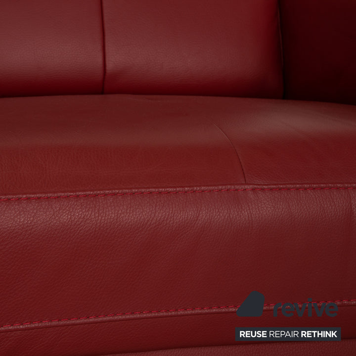 Lederland Puerto leather two-seater red sofa couch electric, function