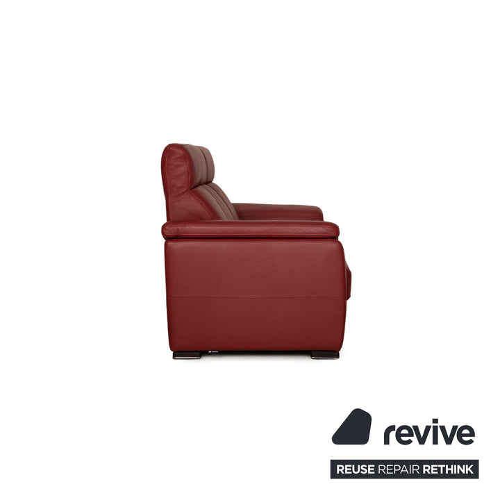 Lederland Puerto Leather Two Seater Red Sofa Couch