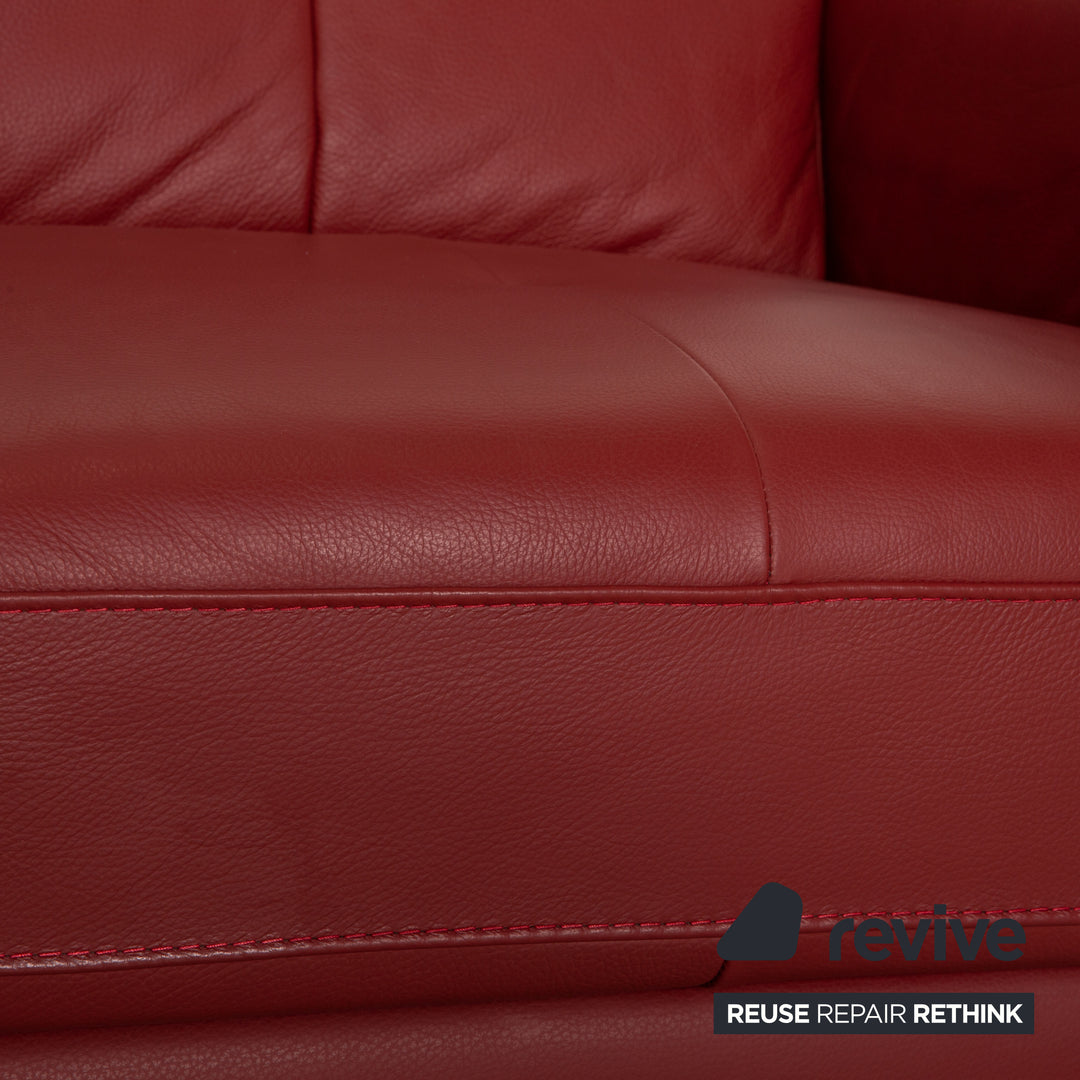 Lederland Puerto Leather Two Seater Red Sofa Couch