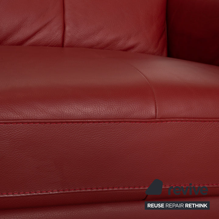 Lederland Puerto Leather Two Seater Red Sofa Couch