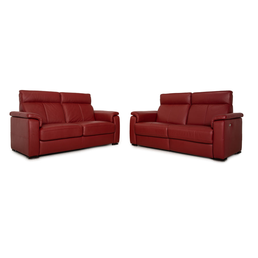 Lederland Puerto Leather Two Seater Red Sofa Couch Function