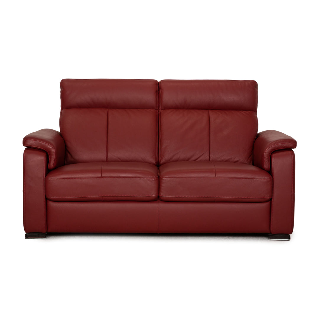 Lederland Puerto Leather Two Seater Red Sofa Couch