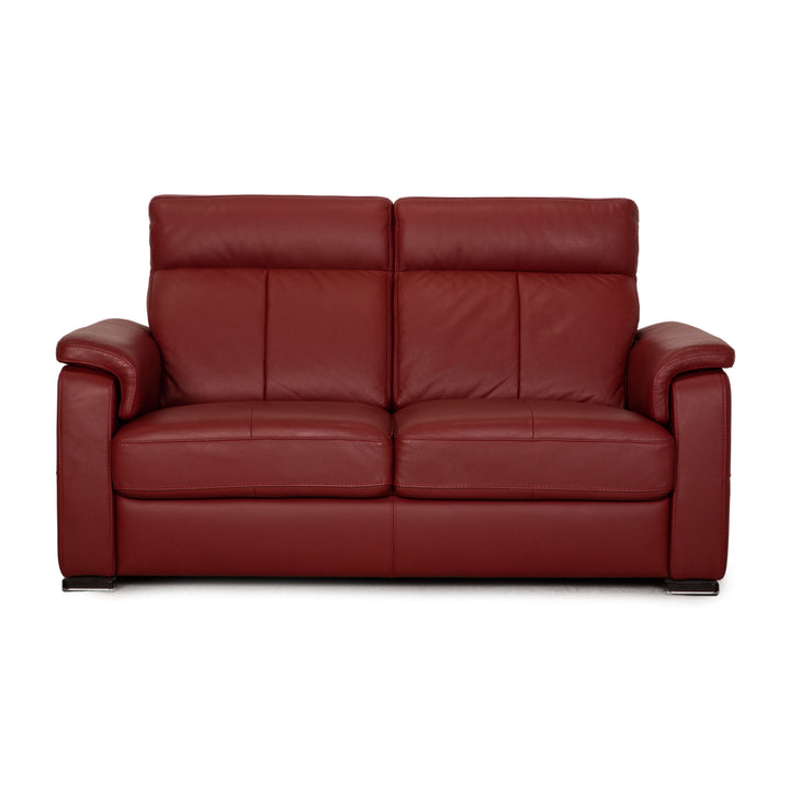 Lederland Puerto Leather Two Seater Red Sofa Couch