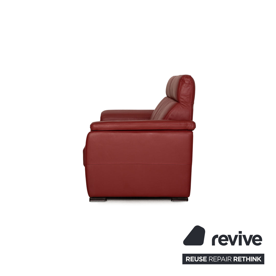 Lederland Puerto Leather Two Seater Red Sofa Couch